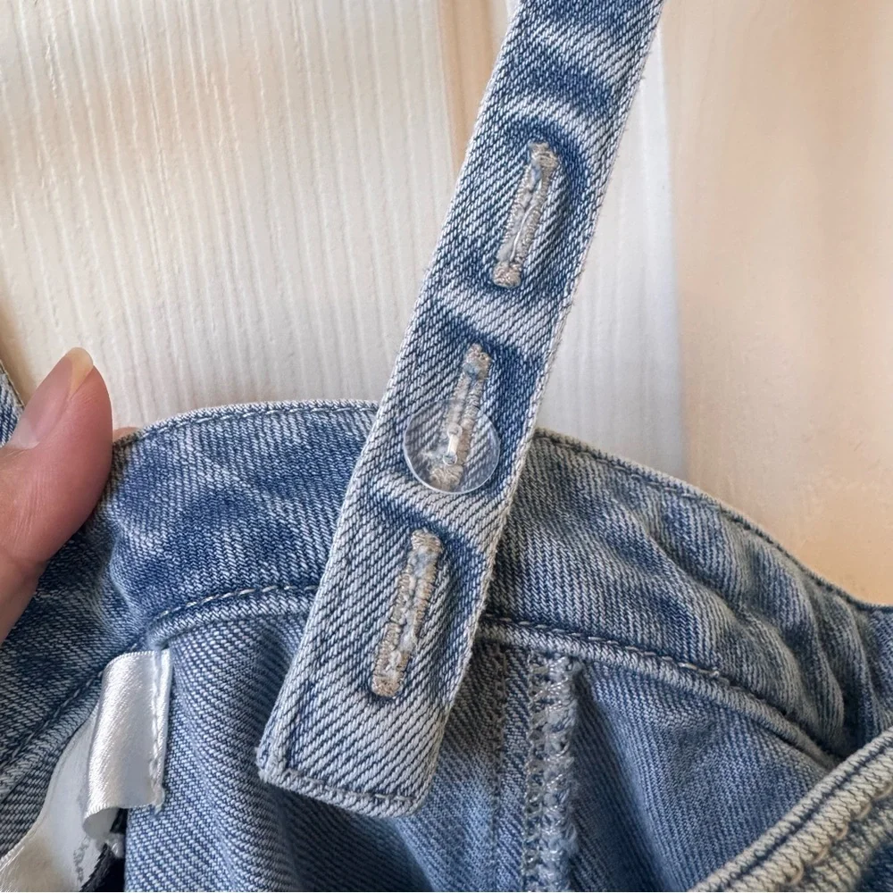 7 for all Mankind Surplus Flounce Denim Mini Dress with Adjustable Straps XS - Picture 10 of 10